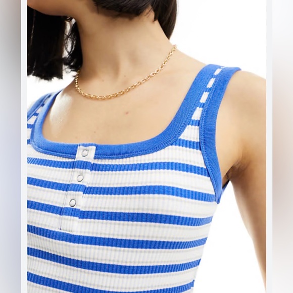Cotton On | Henley Crop Button Front Tank with Blue Stripes | NWOT - Picture 8 of 8